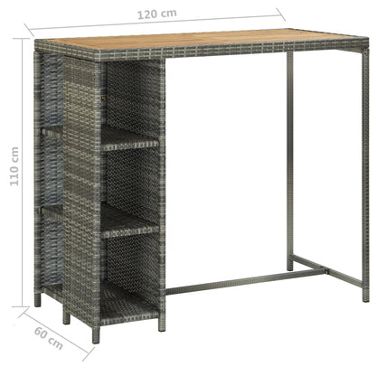 vidaXL 5 Piece Garden Bar Set with Cushions Poly Rattan Grey