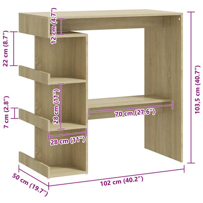 vidaXL Bar Table with Storage Rack Sonoma Oak 100x50x101.5 cm Engineered Wood