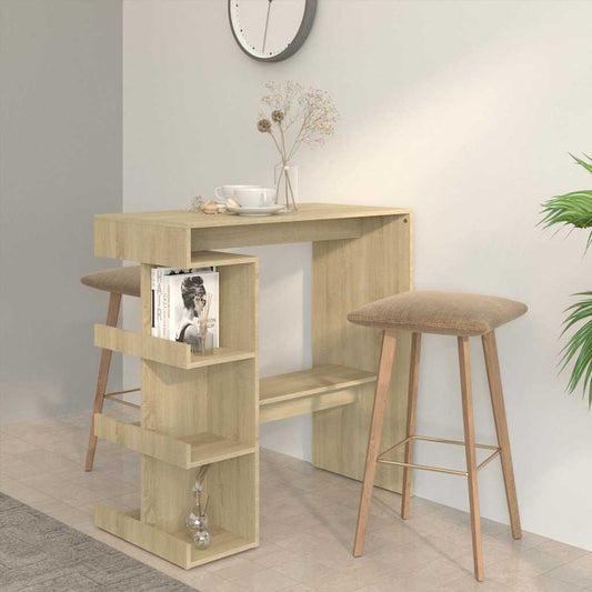 vidaXL Bar Table with Storage Rack Sonoma Oak 100x50x101.5 cm