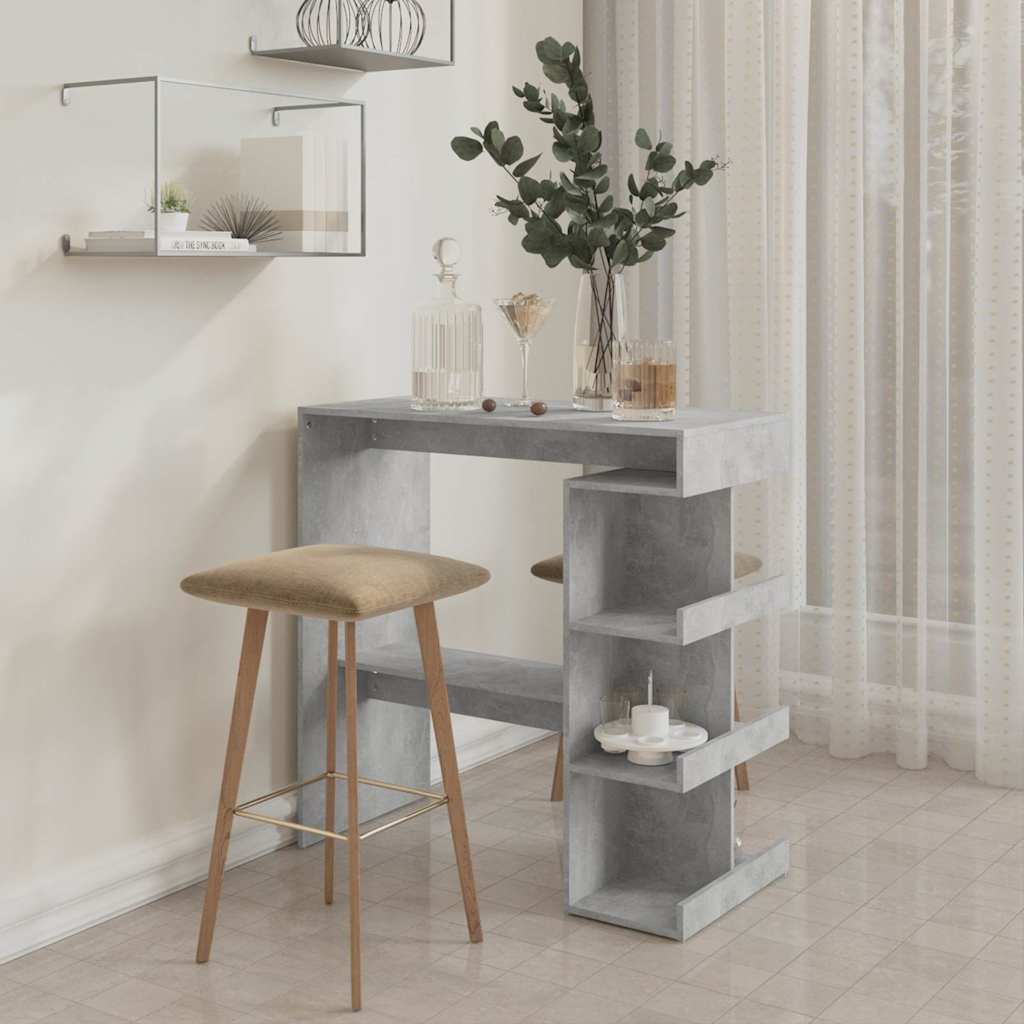 vidaXL Bar Table with Storage Rack Concrete Grey 100x50x101.5cm
