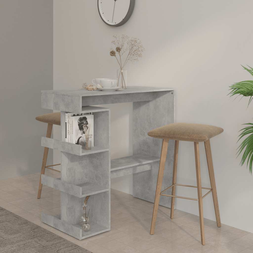 vidaXL Bar Table with Storage Rack Concrete Grey 100x50x101.5cm Engineered Wood