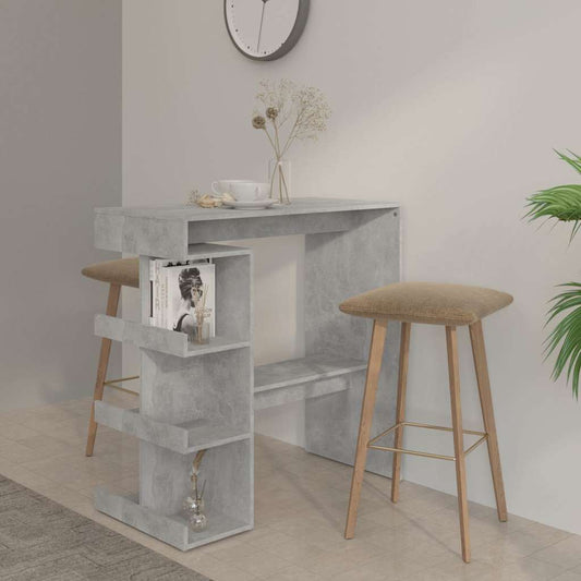 vidaXL Bar Table with Storage Rack Concrete Grey 100x50x101.5cm