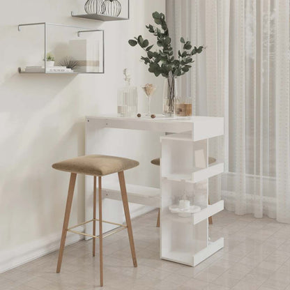 vidaXL Bar Table with Storage Rack High Gloss White 100x50x101.5 cm