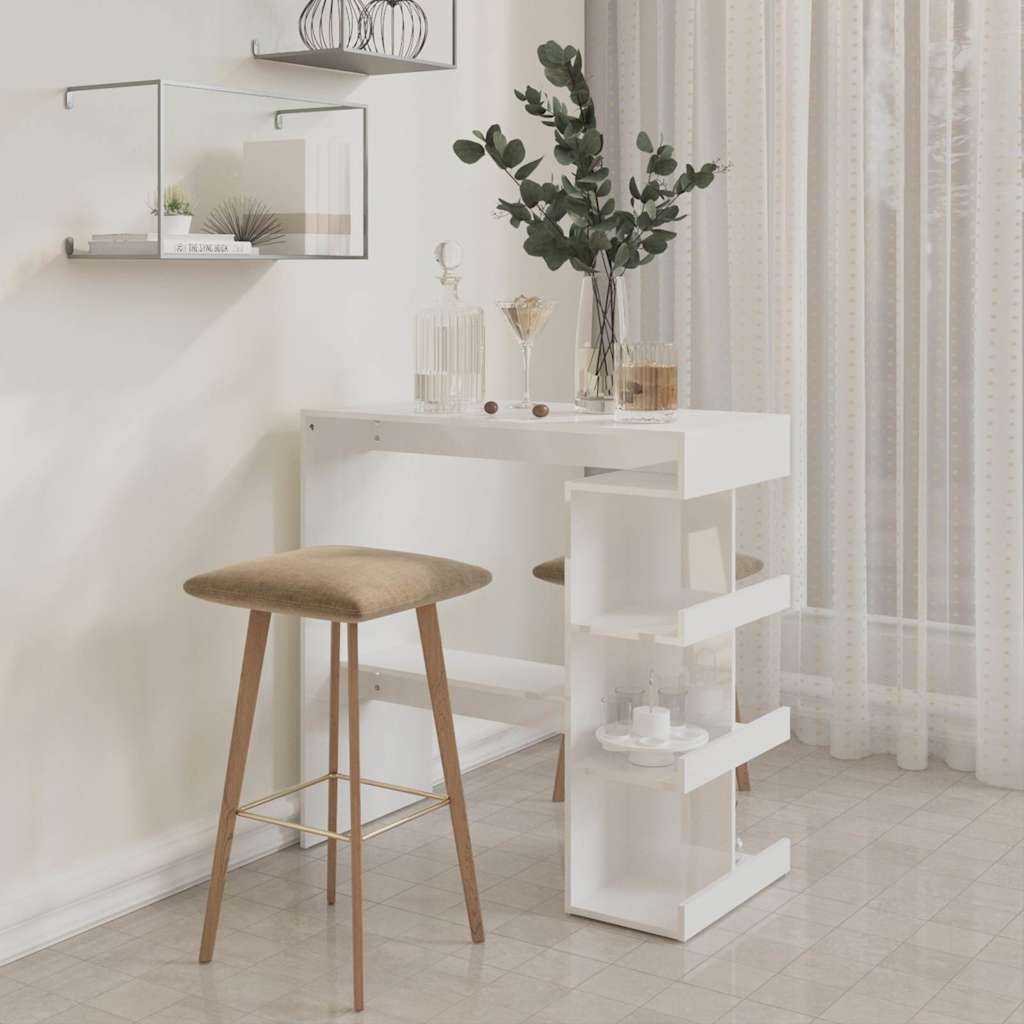 vidaXL Bar Table with Storage Rack High Gloss White 100x50x101,5 cm