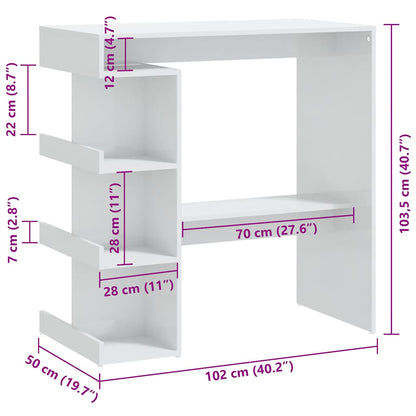 vidaXL Bar Table with Storage Rack High Gloss White 100x50x101.5 cm
