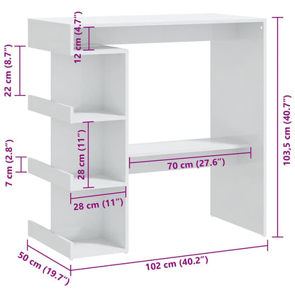vidaXL Bar Table with Storage Rack High Gloss White 100x50x101,5 cm