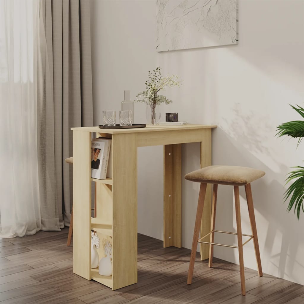 vidaXL Bar Table with Shelf Sonoma Oak 102x50x103.5 cm Engineered Wood