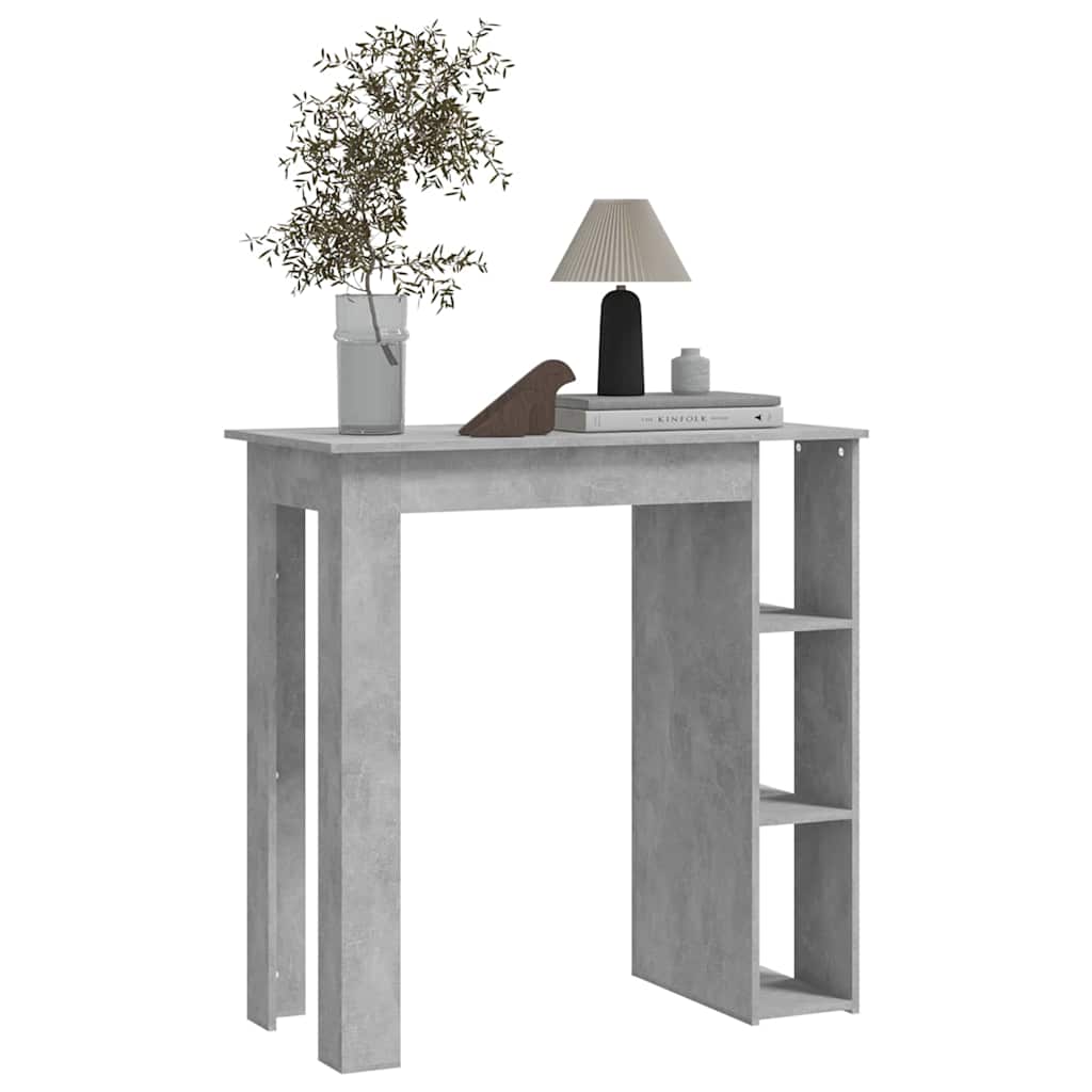 vidaXL Bar Table with Shelf Concrete Grey 102x50x103.5 cm