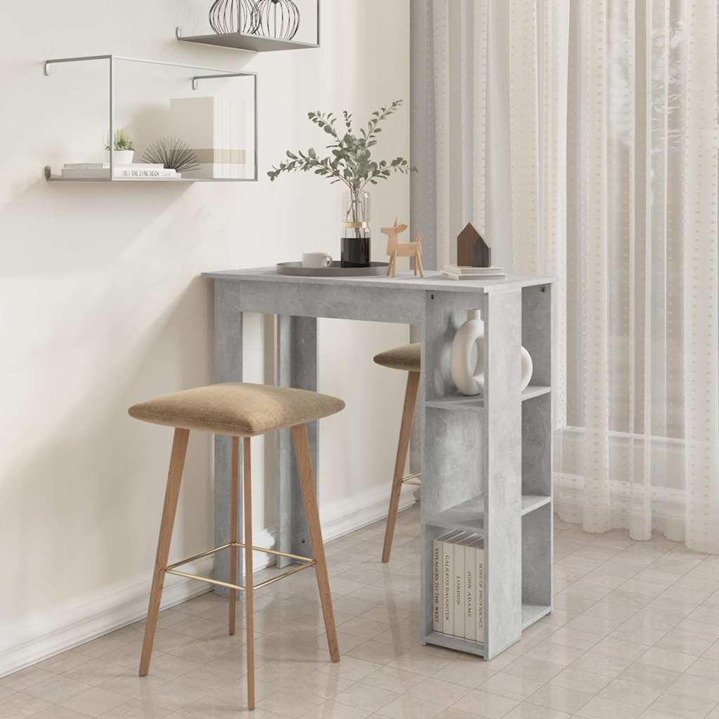 vidaXL Bar Table with Shelf Concrete Grey 102x50x103.5 cm