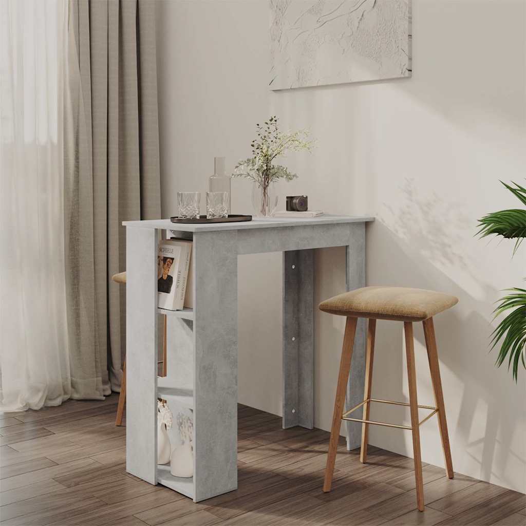 vidaXL Bar Table with Shelf Concrete Grey 102x50x103.5 cm