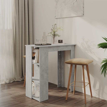 vidaXL Bar Table with Shelf Concrete Grey 102x50x103.5 cm
