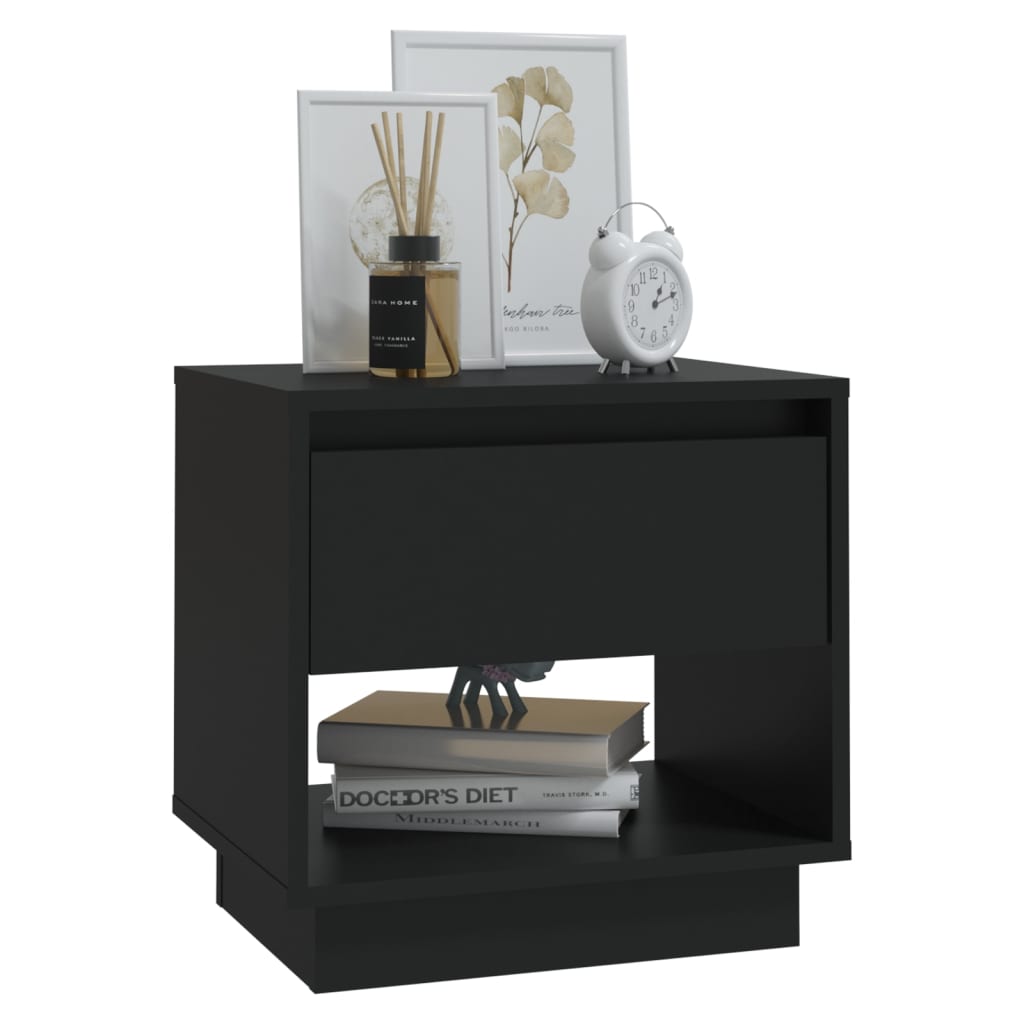 vidaXL Bedside Cabinet | Black | Engineered wood
