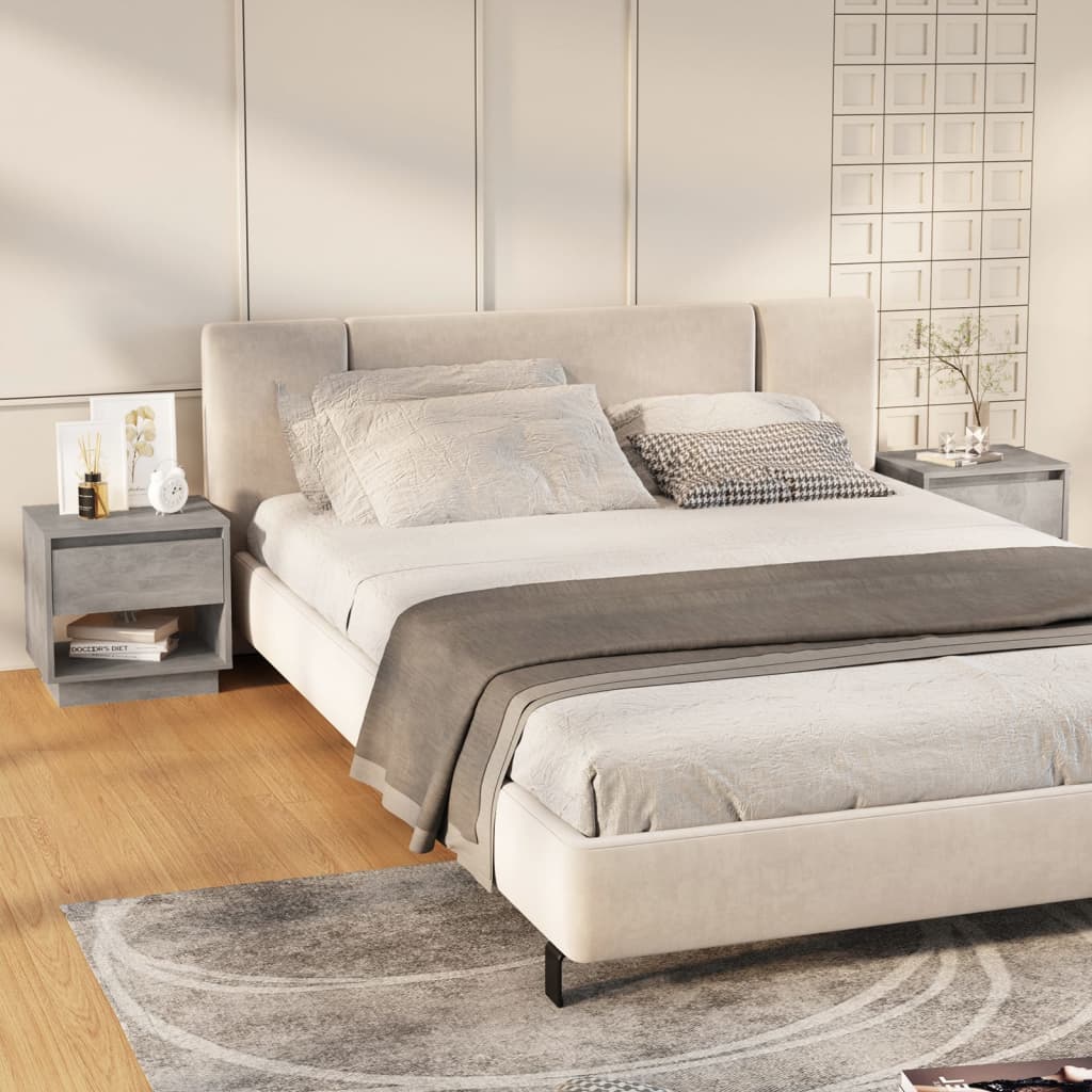 vidaXL Bedside Cabinets 2 pcs Concrete Grey 45x34x44 cm Engineered Wood