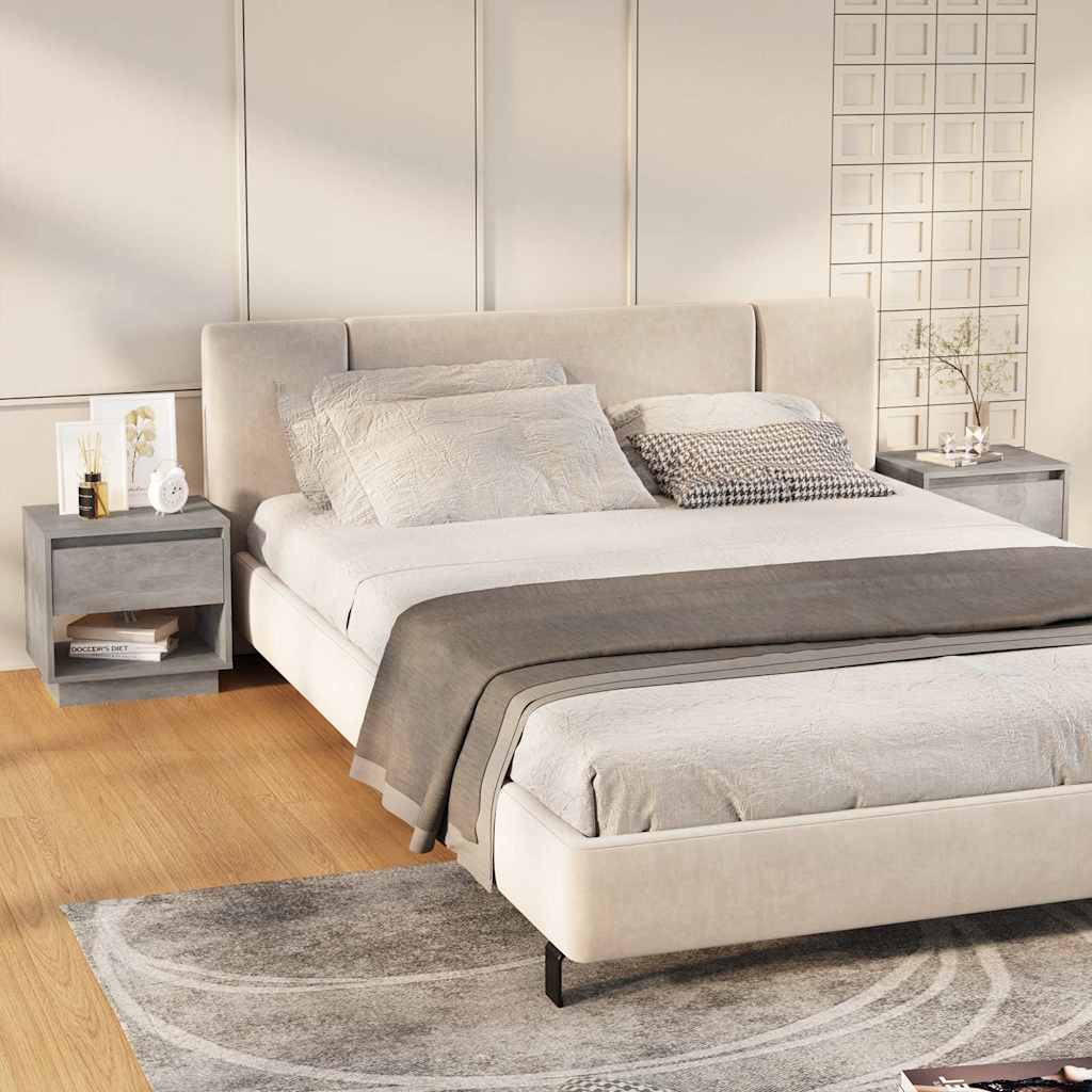 vidaXL Bedside Cabinets 2 pcs Concrete Grey 45x34x44cm Engineered Wood