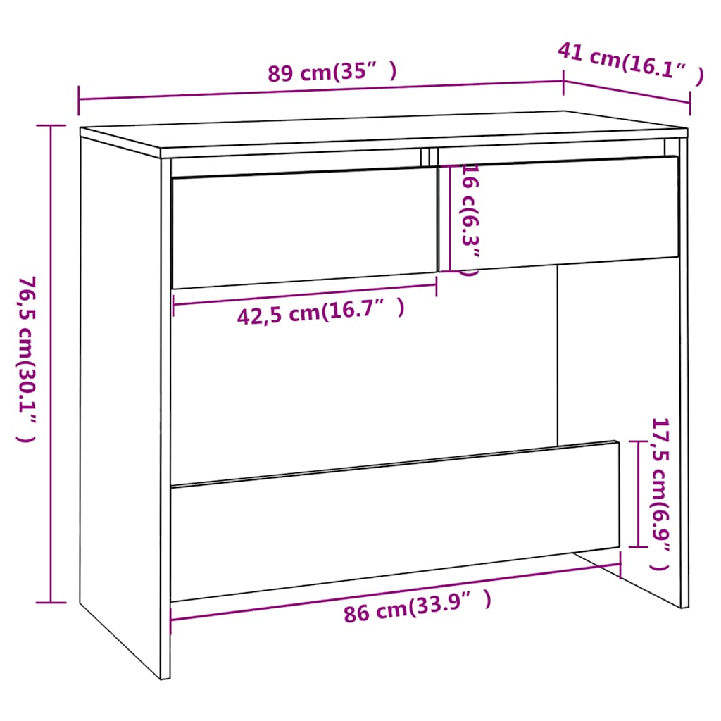 vidaXL Console Table Black 89x41x76.5 cm Steel