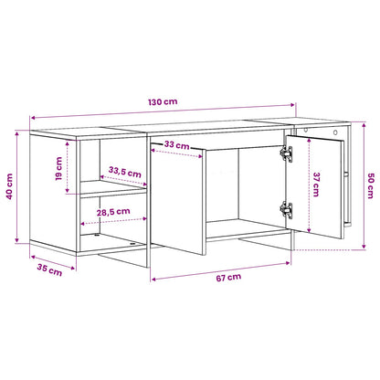 809584 vidaXL TV Cabinet White 130x35x50 cm Engineered Wood