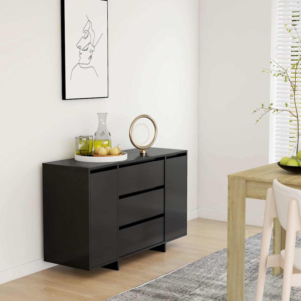 vidaXL Sideboard with 3 Drawers Black 120x41x75 cm Engineered Wood