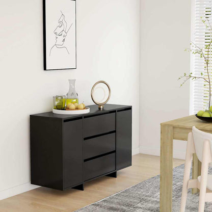 vidaXL Sideboard with 3 Drawers Black 120x41x75 cm Engineered Wood