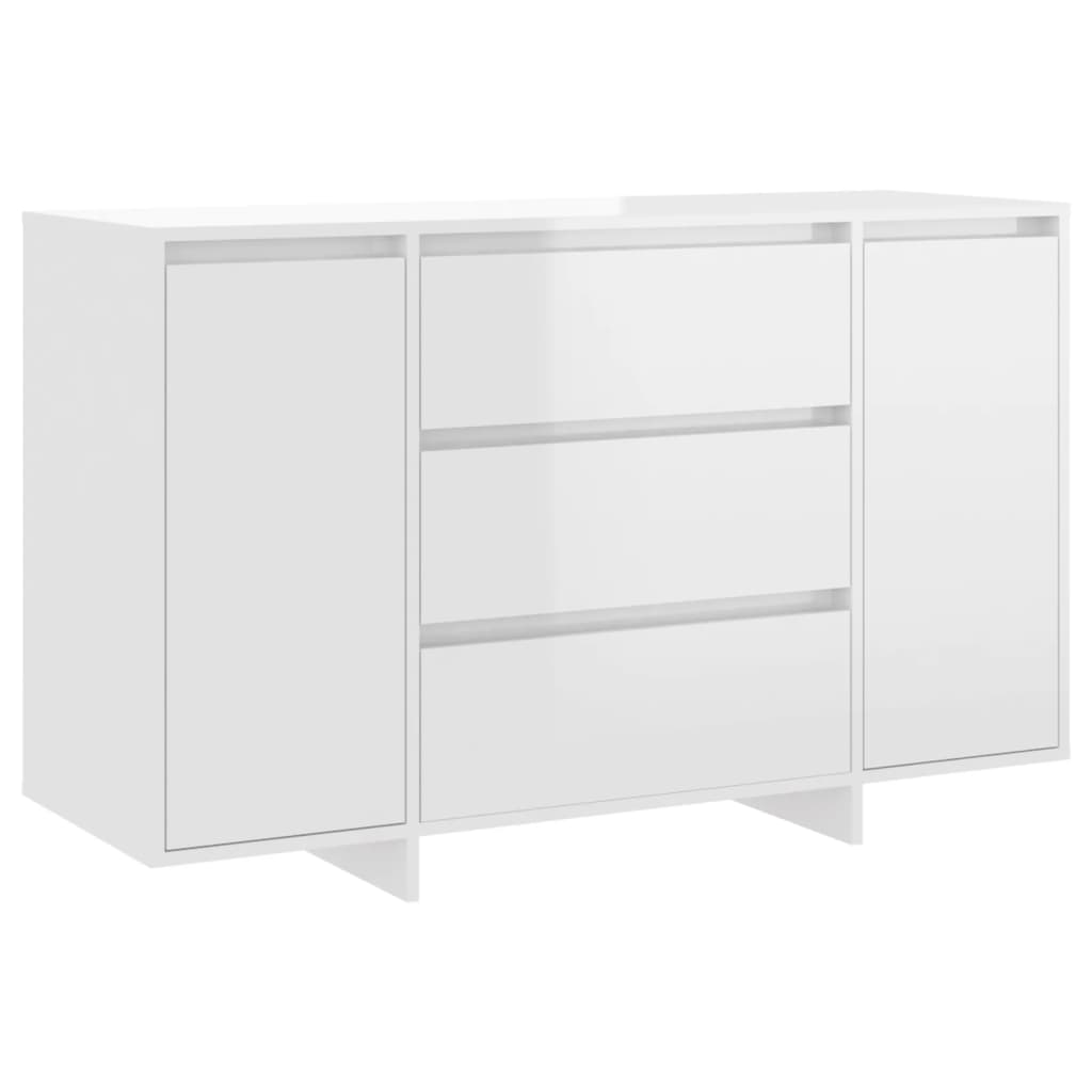 vidaXL Sideboard with 3 Drawers High Gloss White 120x41x75 cm Engineered Wood