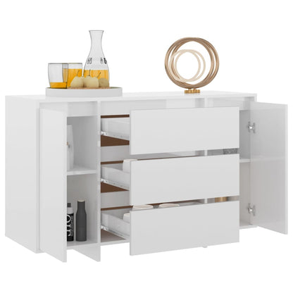 vidaXL Sideboard with 3 Drawers High Gloss White 120x41x75 cm Engineered Wood