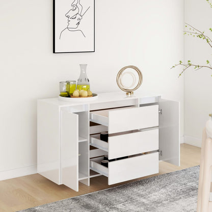 vidaXL Sideboard with 3 Drawers High Gloss White 120x41x75 cm Engineered Wood