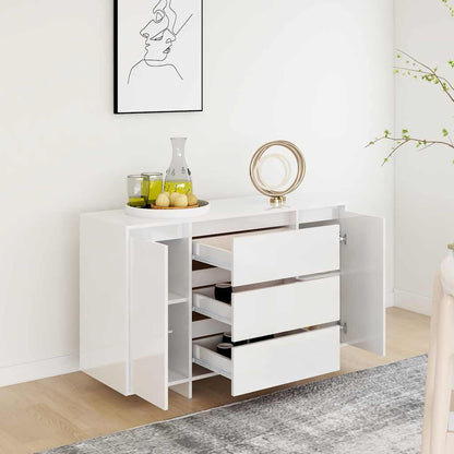 vidaXL Sideboard with 3 Drawers High Gloss White 120x41x75 cm