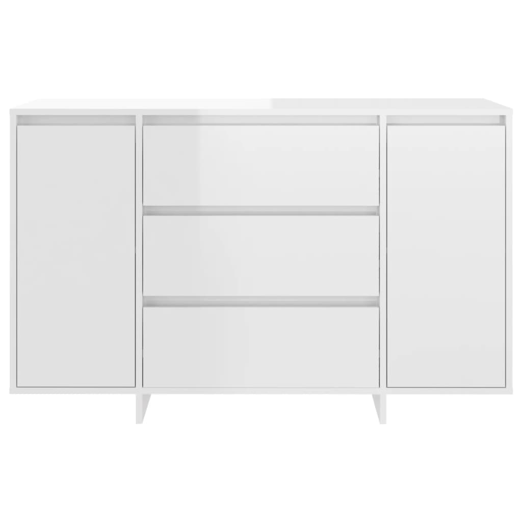 vidaXL Sideboard with 3 Drawers High Gloss White 120x41x75 cm Engineered Wood