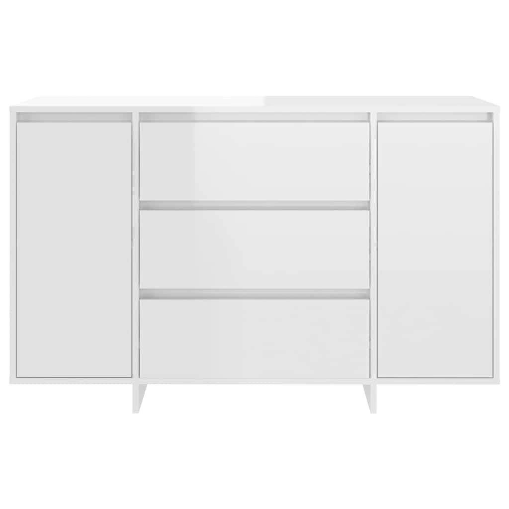 vidaXL Sideboard with 3 Drawers High Gloss White 120x41x75 cm