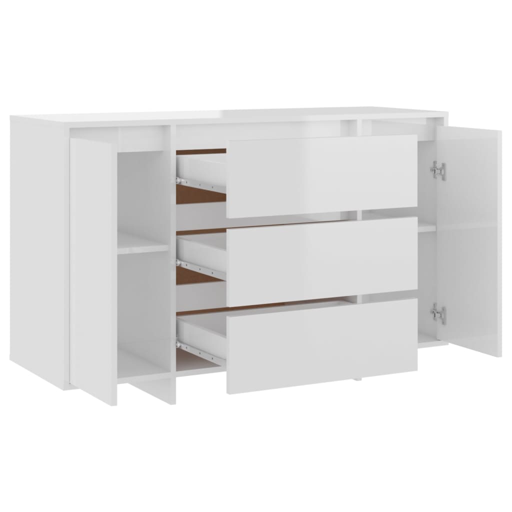 vidaXL Sideboard with 3 Drawers High Gloss White 120x41x75 cm Engineered Wood