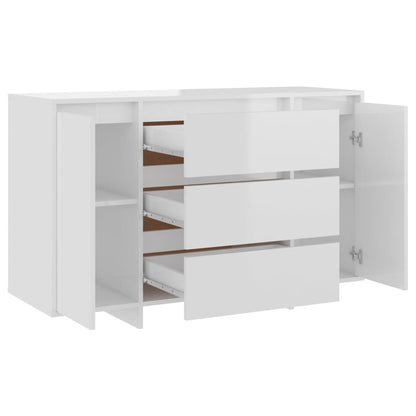 vidaXL Sideboard with 3 Drawers High Gloss White 120x41x75 cm Engineered Wood