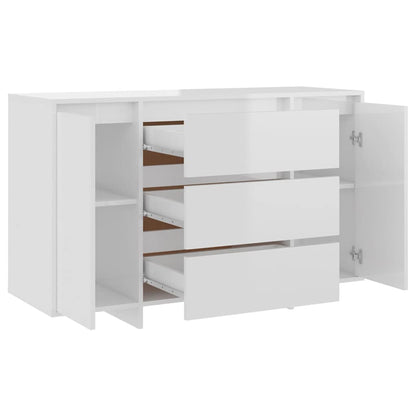 vidaXL Sideboard with 3 Drawers High Gloss White 120x41x75 cm