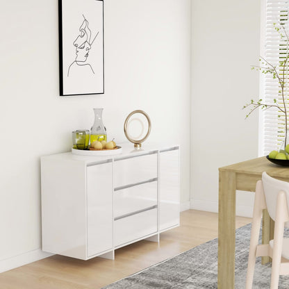 vidaXL Sideboard with 3 Drawers High Gloss White 120x41x75 cm