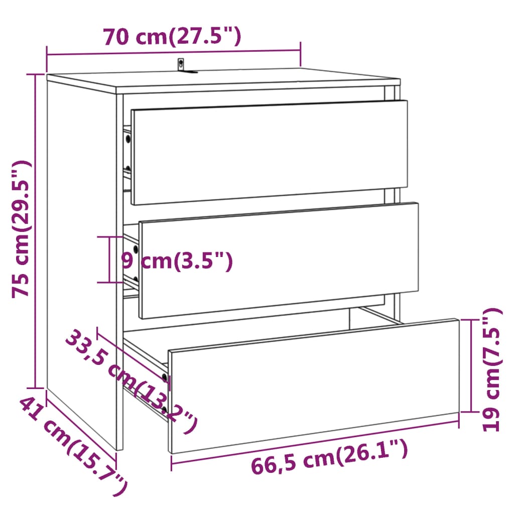vidaXL Sideboard White 70x41x75 cm Engineered Wood