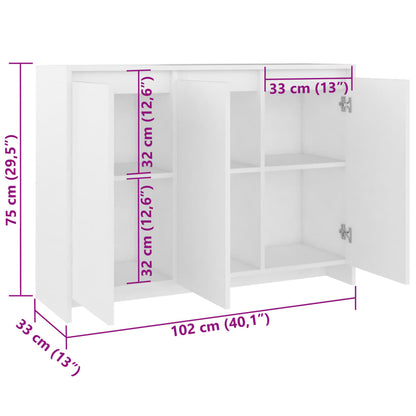 809773 vidaXL Sideboard White 102x33x75 cm Engineered Wood