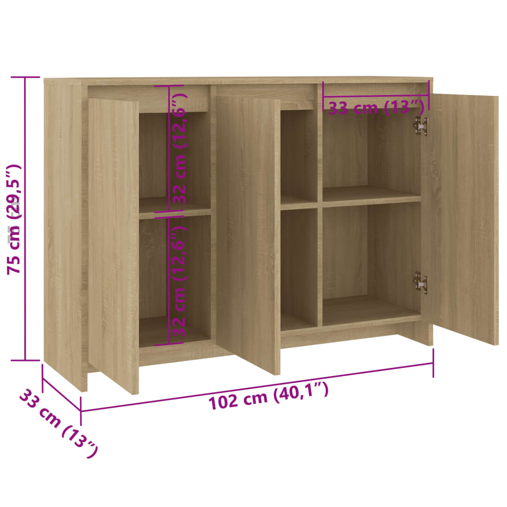 vidaXL Sideboard | Sonoma Oak | Engineered Wood | Medium | Sideboard
