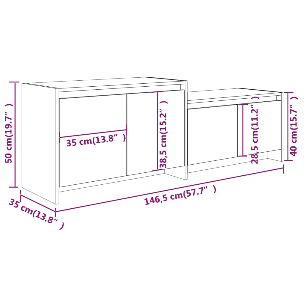 vidaXL TV Cabinet White 146.5x35x50 cm Engineered Wood