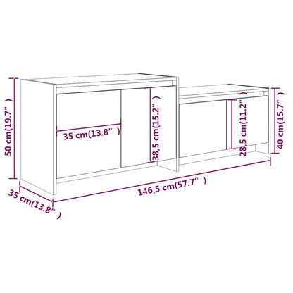 809809 vidaXL TV Cabinet White 146,5x35x50 cm Engineered Wood