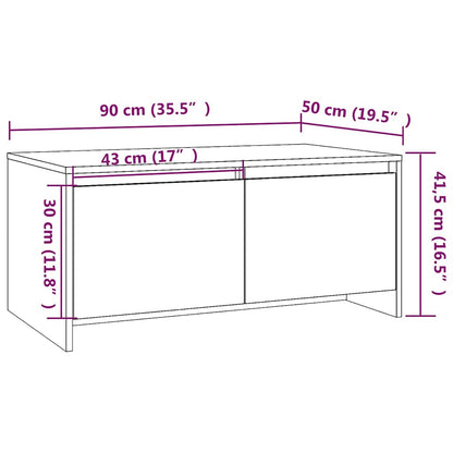 vidaXL Coffee Table Concrete Grey 90x50x41,5 cm Engineered Wood