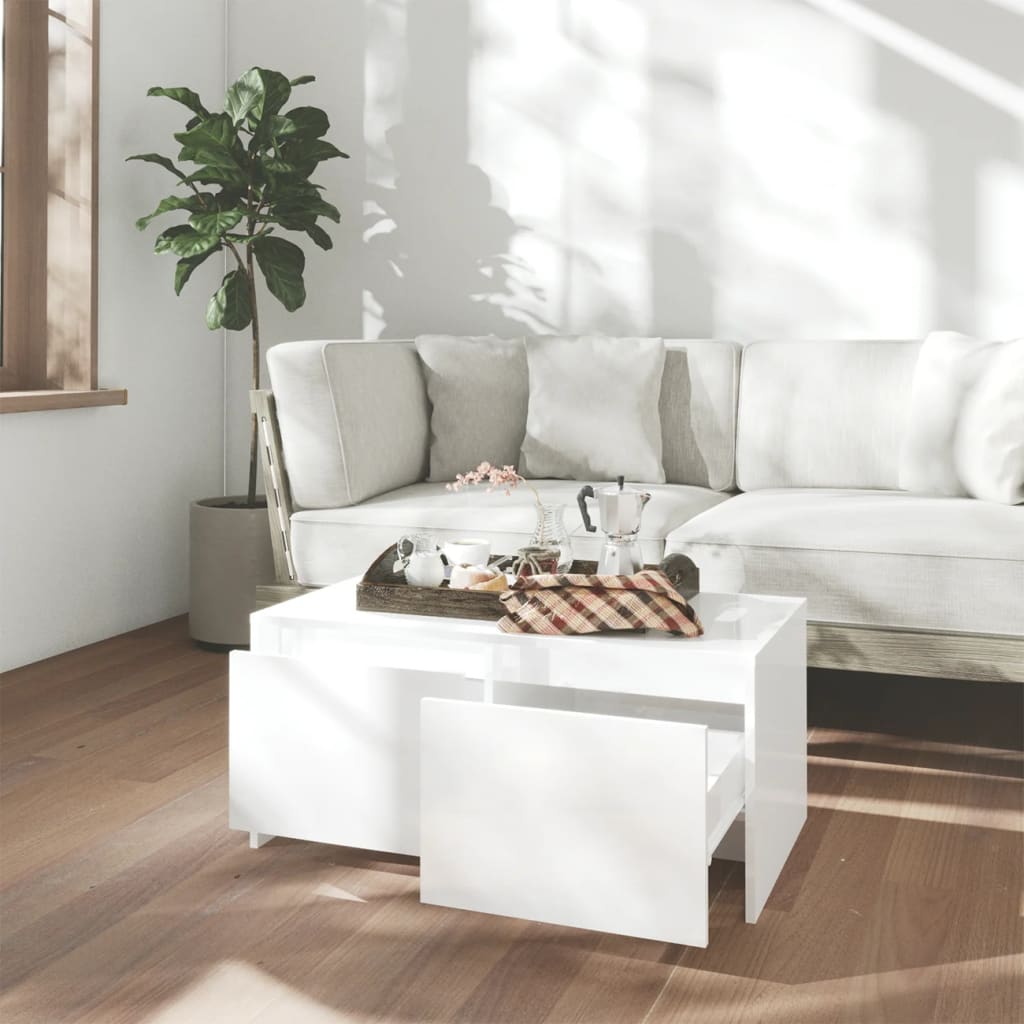 vidaXL Coffee Table High Gloss White 90x50x41.5 cm Engineered Wood