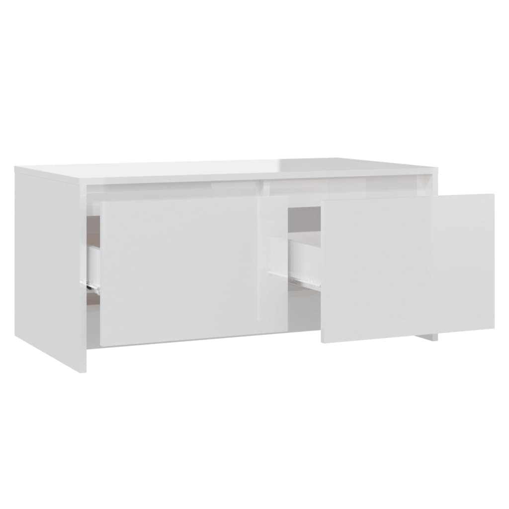 vidaXL Coffee Table High Gloss White 90x50x41.5 cm Engineered Wood