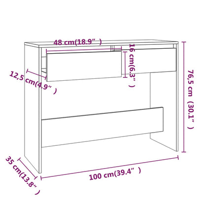vidaXL Console Table Sonoma Oak 100x35x76.5 cm Engineered Wood