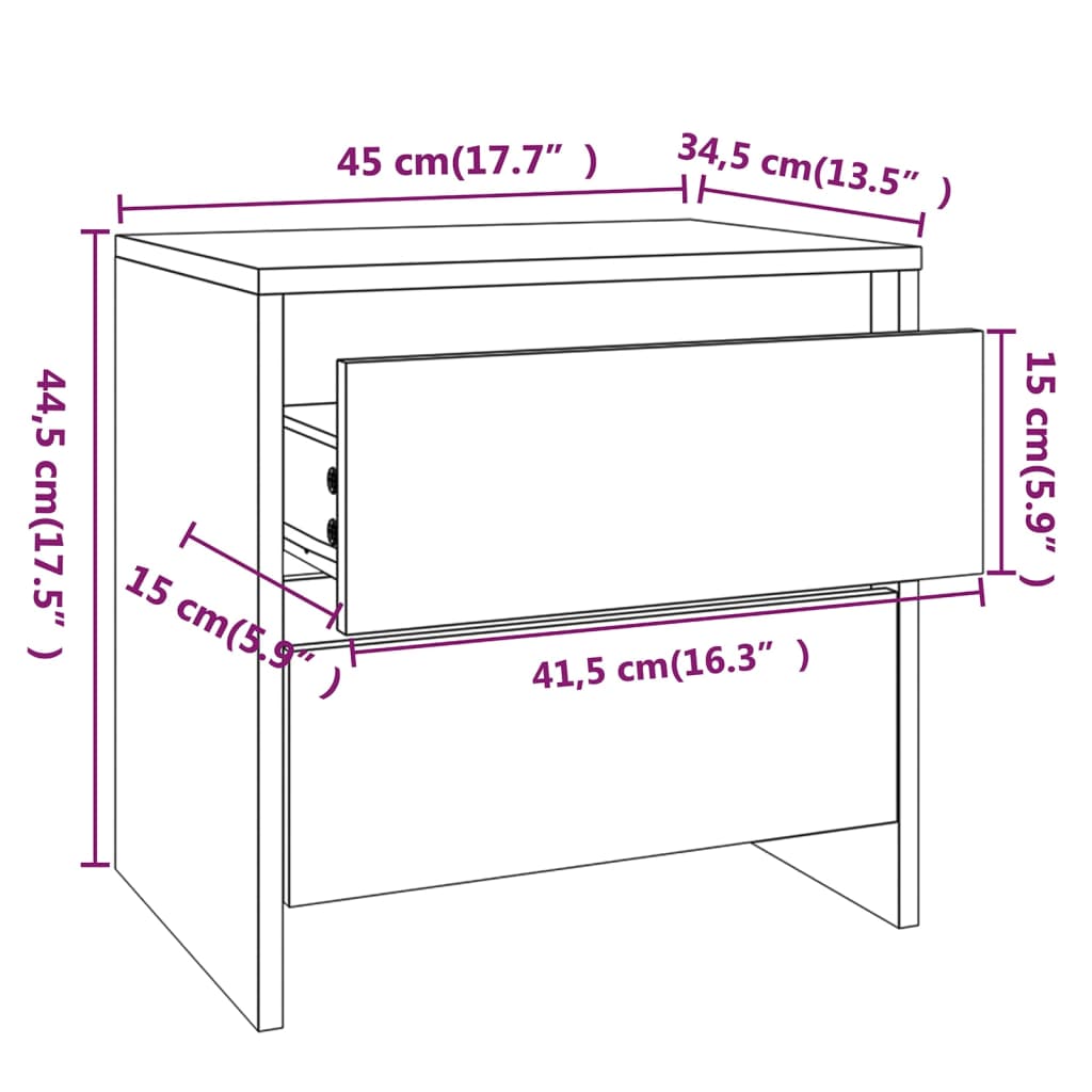 vidaXL Bedside Cabinets 2 pcs White 45x34.5x44.5 cm Engineered Wood