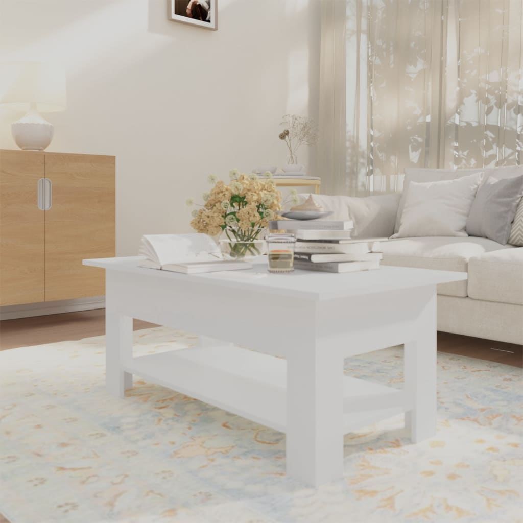 810253 vidaXL Coffee Table White 102x55x42 cm Engineered Wood