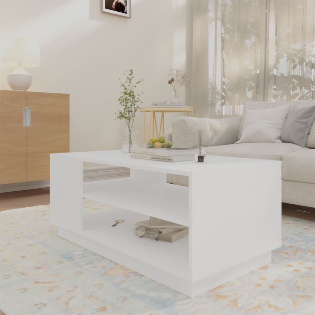 810280 vidaXL Coffee Table White 102x55x43 cm Engineered Wood