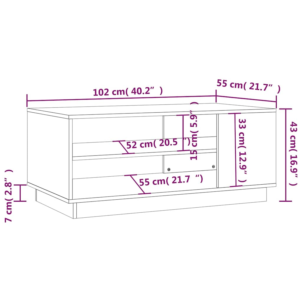 vidaXL Coffee Table Black 102x55x43 cm Engineered Wood