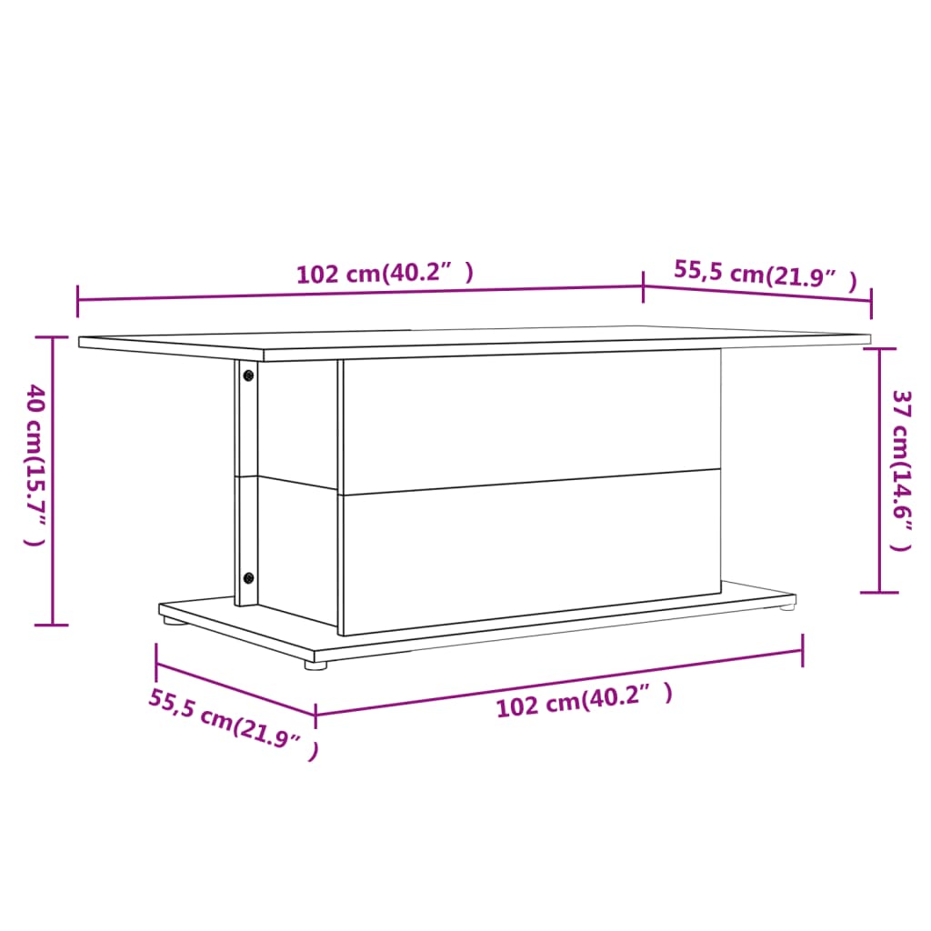 810310 vidaXL Coffee Table Sonoma Oak 102x55,5x40 cm Engineered Wood