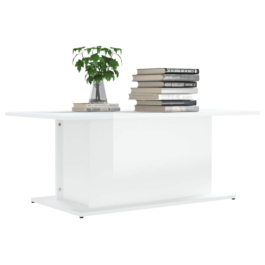810313 vidaXL Coffee Table High Gloss White 102x55,5x40 cm Engineered Wood