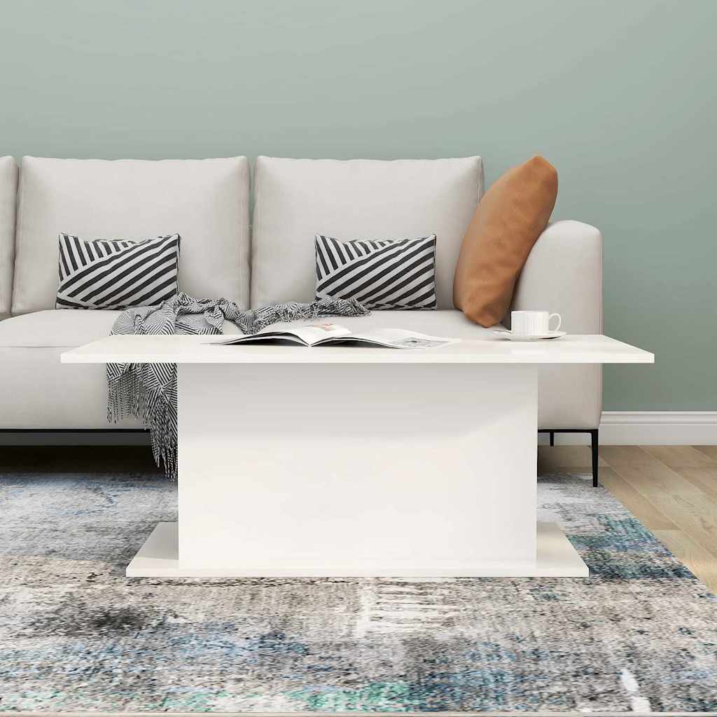 810313 vidaXL Coffee Table High Gloss White 102x55,5x40 cm Engineered Wood