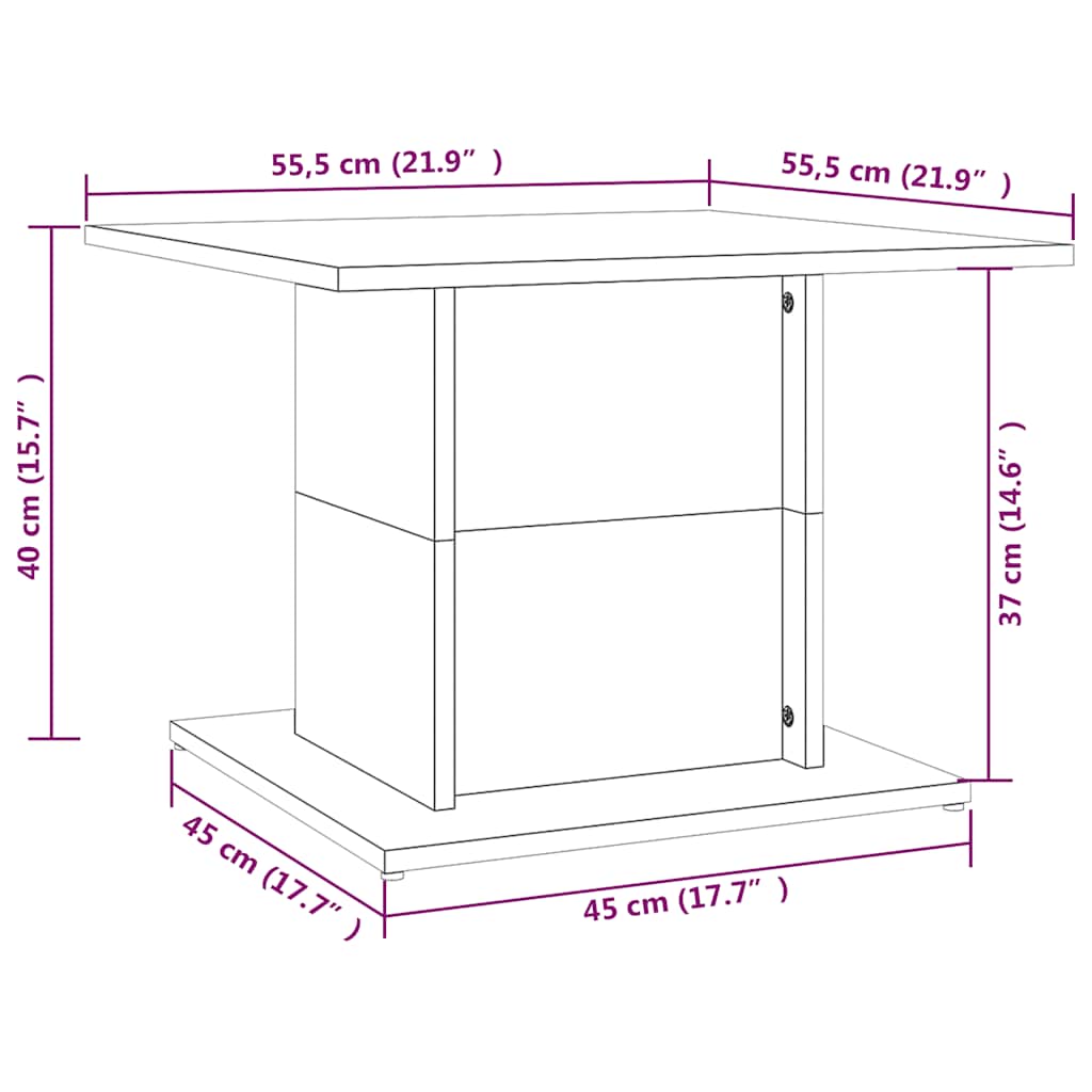 vidaXL Coffee Table Black 55,5x55,5x40 cm Engineered Wood