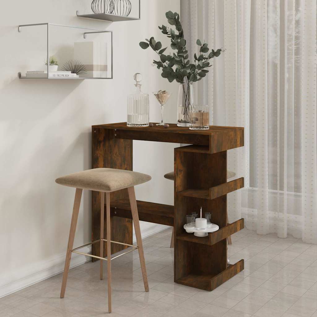 vidaXL Bar Table with Storage Rack Smoked Oak 100x50x101.5cm